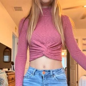 Fashion Nova Mauve Twist Front Crop Top